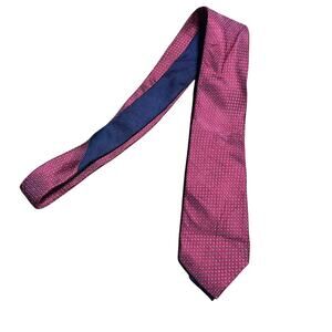 Tommy Hilfiger red silk necktie with geometric pattern and blue lining